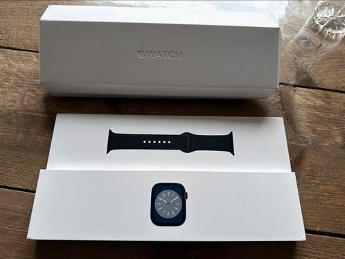Apple Watch Series 8 – 45 mm – Incl. 12 bandjes, Sieraden, Tassen en Uiterlijk, Smartwatches, Zo goed als nieuw, iOS, Zwart, Ophalen of Verzenden