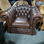 Chesterfield Springvale fauteuil bruin + GRATIS BEZORGING, Chesterfield, Gebruikt, Leer, Ophalen of Verzenden