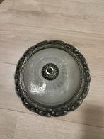 Mooie Plafonnière met koperen rand, Huis en Inrichting, Lampen | Plafondlampen, Ophalen, Zo goed als nieuw, Glas