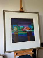 Ton Schulten, ingelijste zeefdruk Boerenhoeve, Antiek en Kunst, Kunst | Litho's en Zeefdrukken, Ophalen