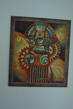 Kunstwerk Aztec moderne kleurrijke kunst, B. long, Antiek en Kunst, Kunst | Schilderijen | Modern, Ophalen of Verzenden