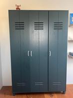 Stoere blauw/grijze locker kast met 3 legplanken, Ophalen, Gebruikt