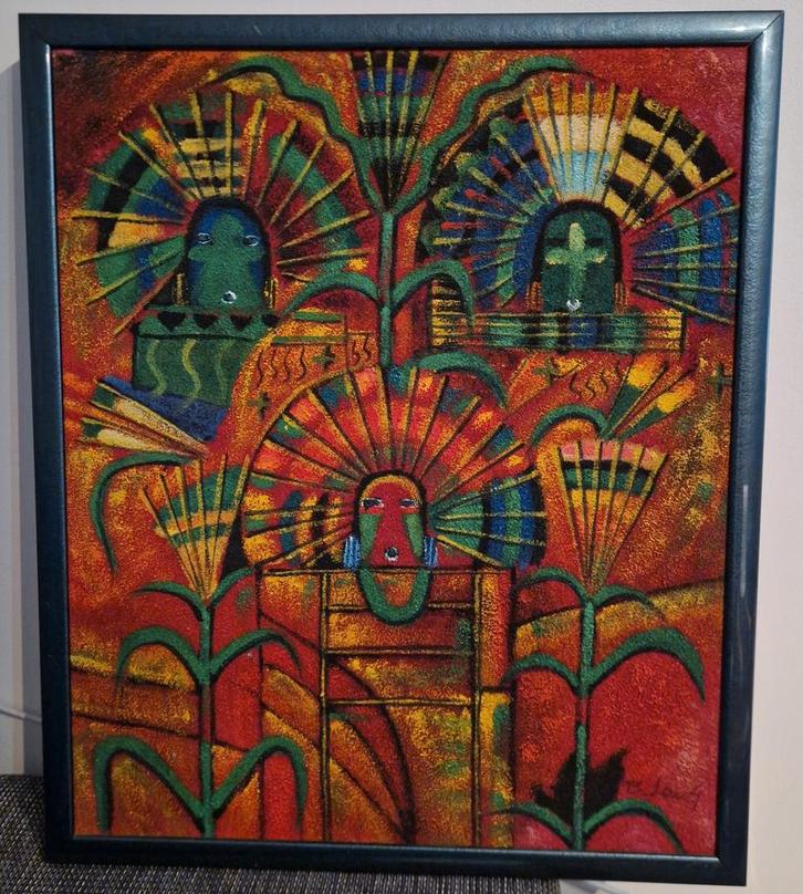 Kleurrijk Schilderij - Abstracte Kunst, Antiek en Kunst, Kunst | Schilderijen | Abstract, Ophalen of Verzenden