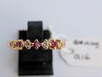 Gouden ring met robijnen en diamanten, 18 tot 19, Ophalen of Verzenden, Zo goed als nieuw, Met edelsteen