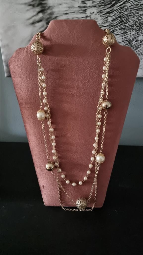 GOUD & PARELKLEURIGE KETTING - INFO ZIE ADVERTENTIE, Sieraden, Tassen en Uiterlijk, Kettingen, Overige materialen, Verstelbaar