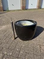 Mooie zwart geglazuurde bloempot voor binnen, Ophalen, 40 cm of meer, Rond, Tuin