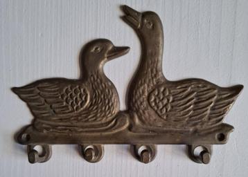 Frans brocante koperen / messing kapstokje, eendjes beschikbaar voor biedingen