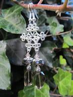 Oorbellen Smokey Silver glas-kristalglas facet verzilverd, Sieraden, Tassen en Uiterlijk, Oorbellen, Hangers, Bruin, Nieuw, Zilver