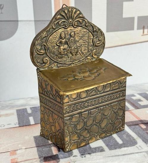 1890-1900-1910 Oud-Hollands kist kistje hout koper Antiek, Antiek en Kunst, Curiosa en Brocante, Ophalen of Verzenden