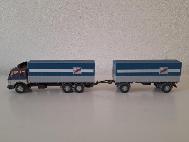 Wiking – vrachtwagen met aanhanger (1) – H0, Hobby en Vrije tijd, Modelauto's | 1:87, Gebruikt, Bus of Vrachtwagen, Wiking, Ophalen of Verzenden