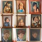 Verdrietige jongetjes & meisjes met pruilende traan smart, Minder dan 50 cm, Ophalen of Verzenden, Zo goed als nieuw, Schilderij