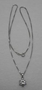 Zilveren ketting met hangertje heldere steen nr.1473, Met hanger, Verzenden, Zo goed als nieuw, Zilver
