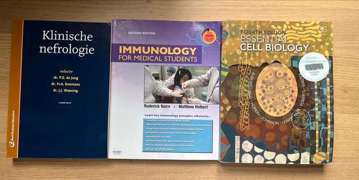 Medische Studieboeken: Immunologie, Nefrologie, Celbiologie, Boeken, Studieboeken en Cursussen, Gelezen, WO, Beta, Ophalen of Verzenden