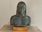 Buste van de Griekse God Apollo aardewerk op voet van hout, Antiek en Kunst, Kunst | Beelden en Houtsnijwerken, Verzenden