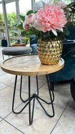 Riviera maison (bijzet ) tafeltje 50 cm, Huis en Inrichting, Minder dan 55 cm, Rond, Zo goed als nieuw, Hout