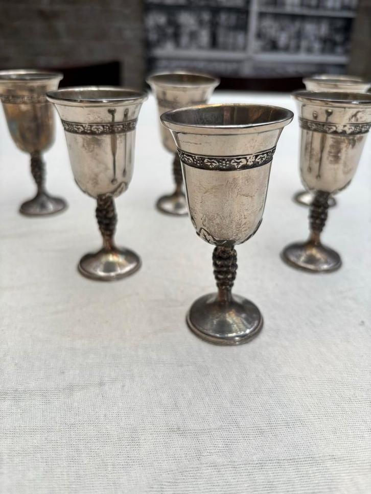 Zilveren Wijnglazen Set van 6, Antiek en Kunst, Antiek | Goud en Zilver, Zilver, Ophalen of Verzenden