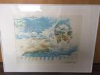 Litho schilderij van Wim Hoogstraten “De zwemmer” 202/250, Antiek en Kunst, Ophalen of Verzenden