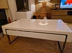 Hoogglans witte salontafel met handig la, Huis en Inrichting, Tafels | Salontafels, 100 tot 150 cm, Zo goed als nieuw, Minder dan 50 cm