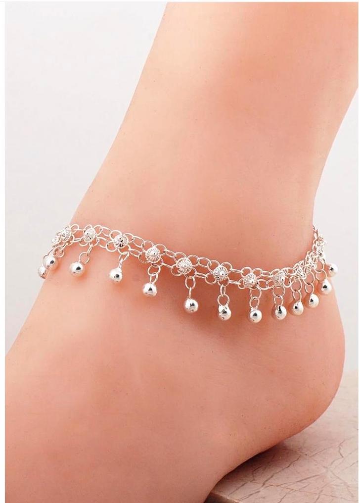 Zilveren Telkari Enkelband met Fijne Bolletjes, Sieraden, Tassen en Uiterlijk, Enkelbandjes en Enkelkettinkjes, Nieuw, Zilver