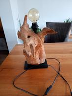 Leuke houten stronk tafellamp, Ophalen, Zo goed als nieuw, Minder dan 50 cm