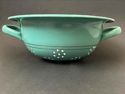 Mint Groen Emaille Vergiet met Bies, Antiek en Kunst, Antiek | Emaille, Ophalen of Verzenden