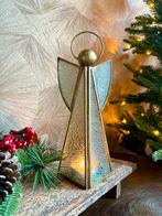 Vintage kerstengel waxinelichthouder – messing & glas, Ophalen of Verzenden, Zo goed als nieuw