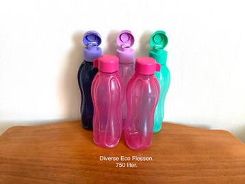 Tupperware 5 Eco Flessen 750 ml. zie omschrijving. beschikbaar voor biedingen