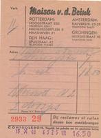 Kassabon 1940 Maison G. v.d. Brink - Rotterdam, Postzegels en Munten, Ophalen of Verzenden, Overige typen