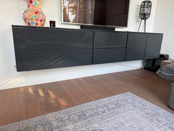 Zwevend TV Meubel Donkergrijs - Piano Lak beschikbaar voor biedingen