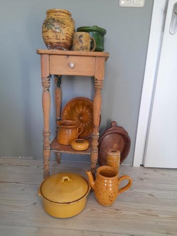 Antiek Frans Aardewerk - Oker Geel & Groen beschikbaar voor biedingen