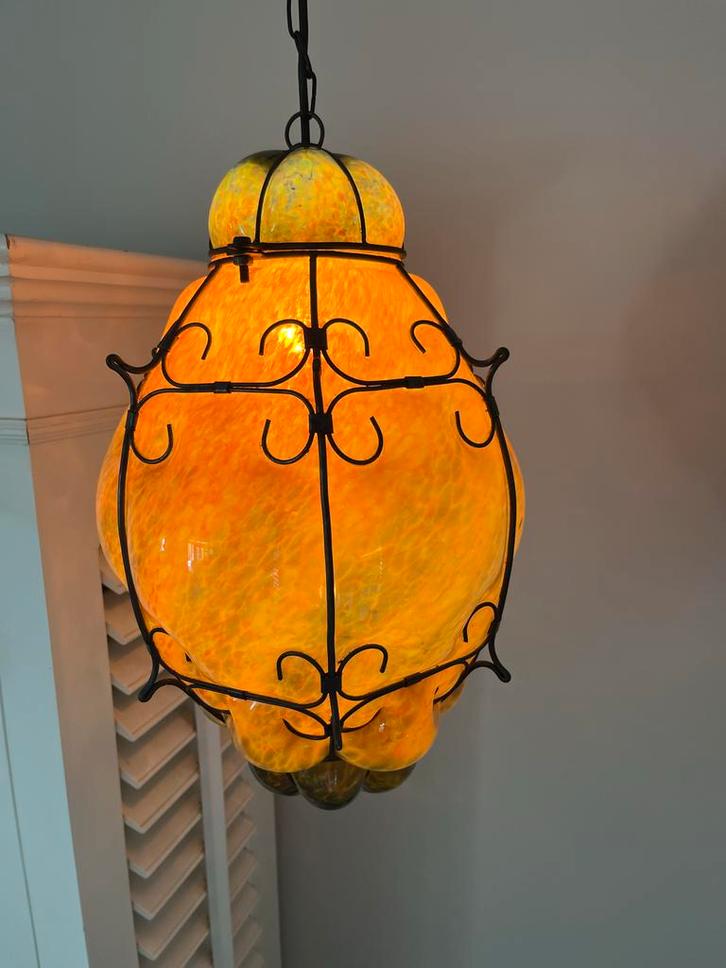 Venetiaanse Murano Hanglamp Dik Glas, Huis en Inrichting, Lampen | Hanglampen, Zo goed als nieuw, Minder dan 50 cm, Glas, Ophalen
