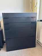 Zwarte pastoe ladekast, Ophalen, Gebruikt, 50 tot 100 cm, 3 of 4 laden