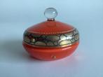 oranje glazen art deco poederdoos, Ophalen of Verzenden