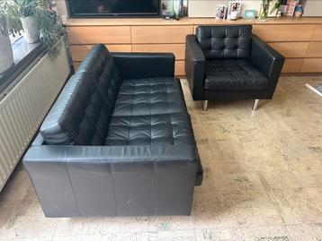 Lederen bank en fauteul Ikea Landskrona. - afbeelding 2
