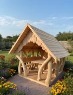 Houten tuinhuisje / prieel met tafel en banken – handgemaakt, 200 tot 400 cm, Tuinhuis, Nieuw, Zonder ramen