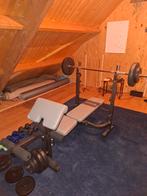 Bankdruk set met veel gewichten, Sport en Fitness, Fitnessmaterialen, Ophalen, Rug, Fitnessbank