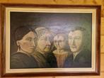 Schilderij met gezin - naïeve stijl, Antiek en Kunst, Kunst | Schilderijen | Klassiek, Ophalen of Verzenden
