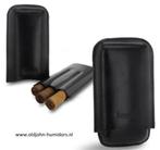 SIGAREN ETUI ZWART LEER 3X CORONA  Binnen 132x20mm     sk301, Verzenden, Nieuw, Tabaksdoos of Verpakking