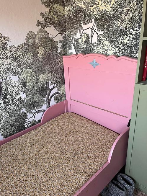 Antiek houten kinderbed, Kinderen en Baby's, Kinderkamer | Bedden, Gebruikt, 160 tot 180 cm, 85 tot 100 cm, Lattenbodem, Ophalen