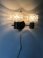 jaren 70 chroom glaslampjes 30 cm 16cm, Huis en Inrichting, Lampen | Wandlampen, Gebruikt, Ophalen of Verzenden, Glas
