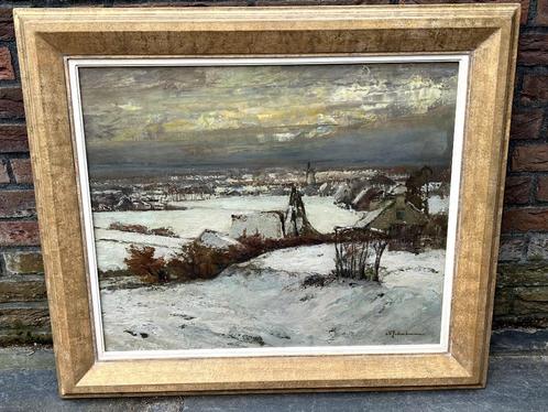 David Schulman (1881-1966), Wintergezicht op Achterberg, Antiek en Kunst, Kunst | Schilderijen | Klassiek, Ophalen of Verzenden