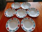 7 boerenbont diepe borden, Ophalen, Gebruikt, Bord(en), Aardewerk