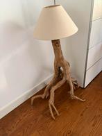 Unieke boomstronk vloerlamp - 2 kappen, Huis en Inrichting, Ophalen, Gebruikt, Hout