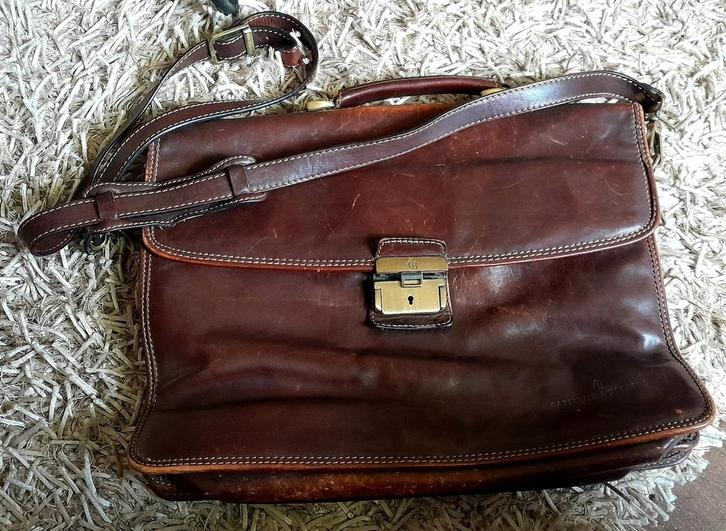Castelijn en Beerens leren aktetas, Sieraden, Tassen en Uiterlijk, Tassen | Schoudertassen, Gebruikt, Overige merken, Bruin, Leer