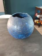Keramiek bol vaas donkerblauw, Huis en Inrichting, Woonaccessoires | Vazen, Ophalen, Blauw, Aardewerk of Porselein, Zo goed als nieuw
