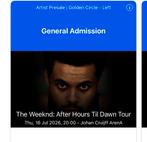 The Weeknd: After Hours Til Dawn Tour Golden Circle 16 juli, Tickets en Kaartjes, Eén persoon, Juli
