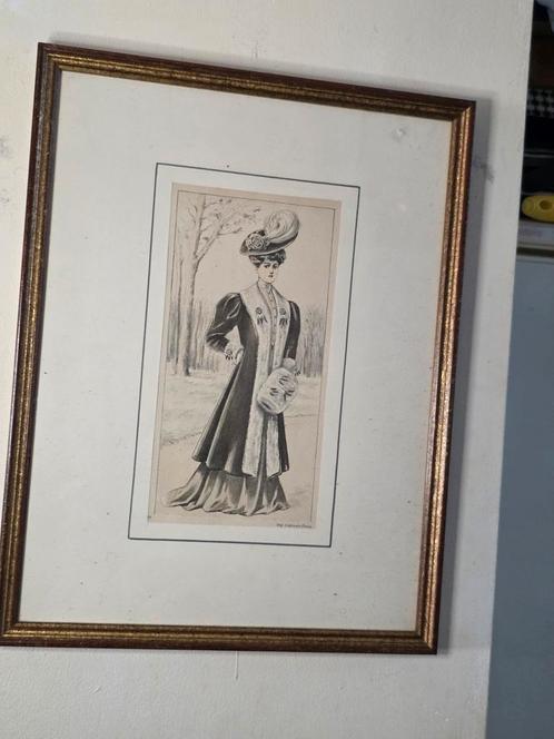 Antiek Franse prentje, Antiek en Kunst, Kunst | Tekeningen en Foto's, Ophalen of Verzenden