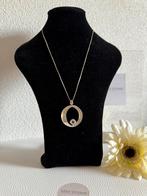 Y016/Grote Vintage Zilveren MODERNIST ketting met Kristal, Sieraden, Tassen en Uiterlijk, Kettingen, Met kristal, Gebruikt, Verzenden