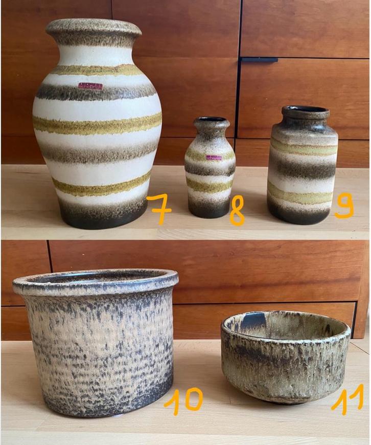 West Germany,Loré Beesel,Mobach,Carstens vazen bloempotten., Tuin en Terras, Bloempotten, Zo goed als nieuw, Aardewerk, Minder dan 40 cm