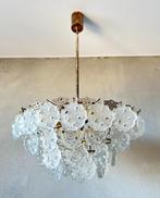 Vintage Kinkeldey frosted glas kroonluchter, Niet ingevuld, Gebruikt, Mid century modern, Niet ingevuld